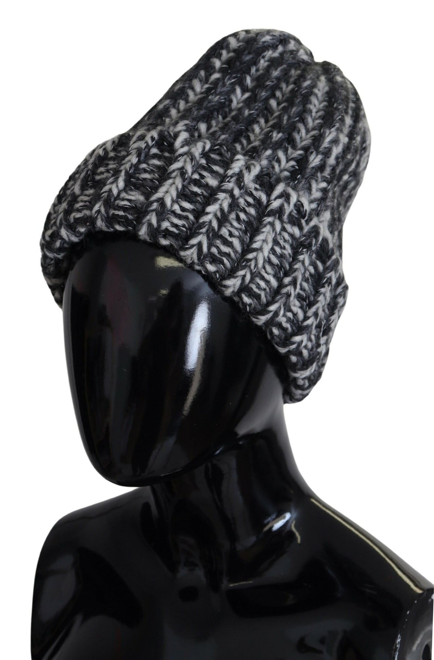 Elegant Black and White Cashmere Beanie