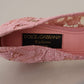 Pastel Pink Lace Crystal Embellished Pumps