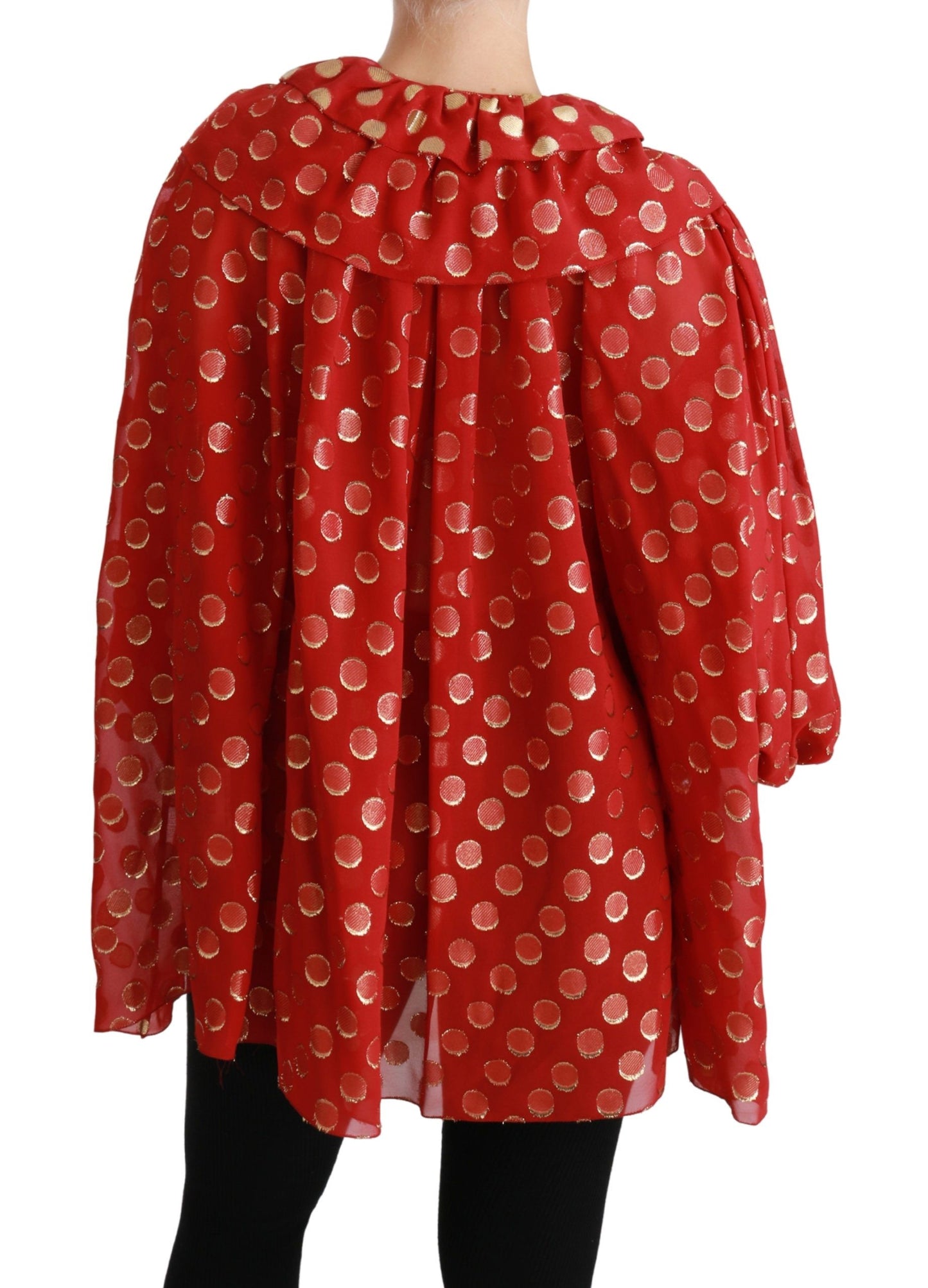 Elegant Silk Metallic Polka Dot Blouse