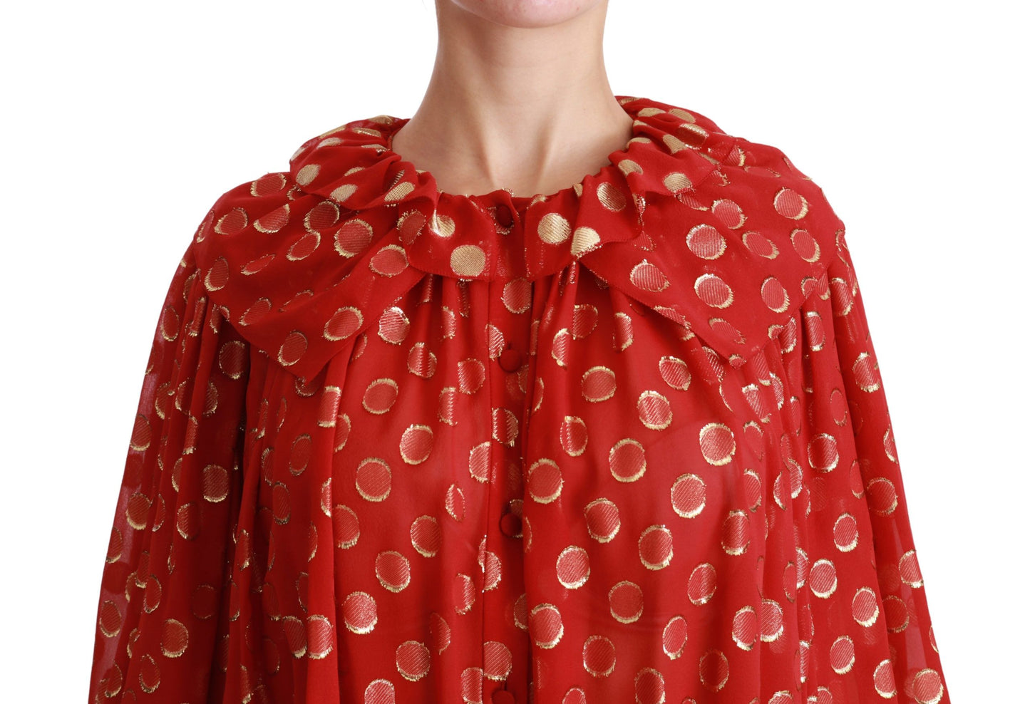 Elegant Silk Metallic Polka Dot Blouse