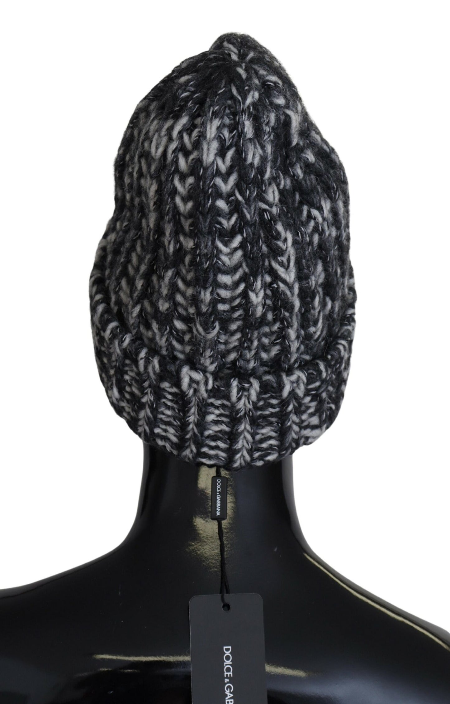Elegant Black and White Cashmere Beanie