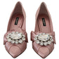 Crystal-Embellished Silk Bow Pumps