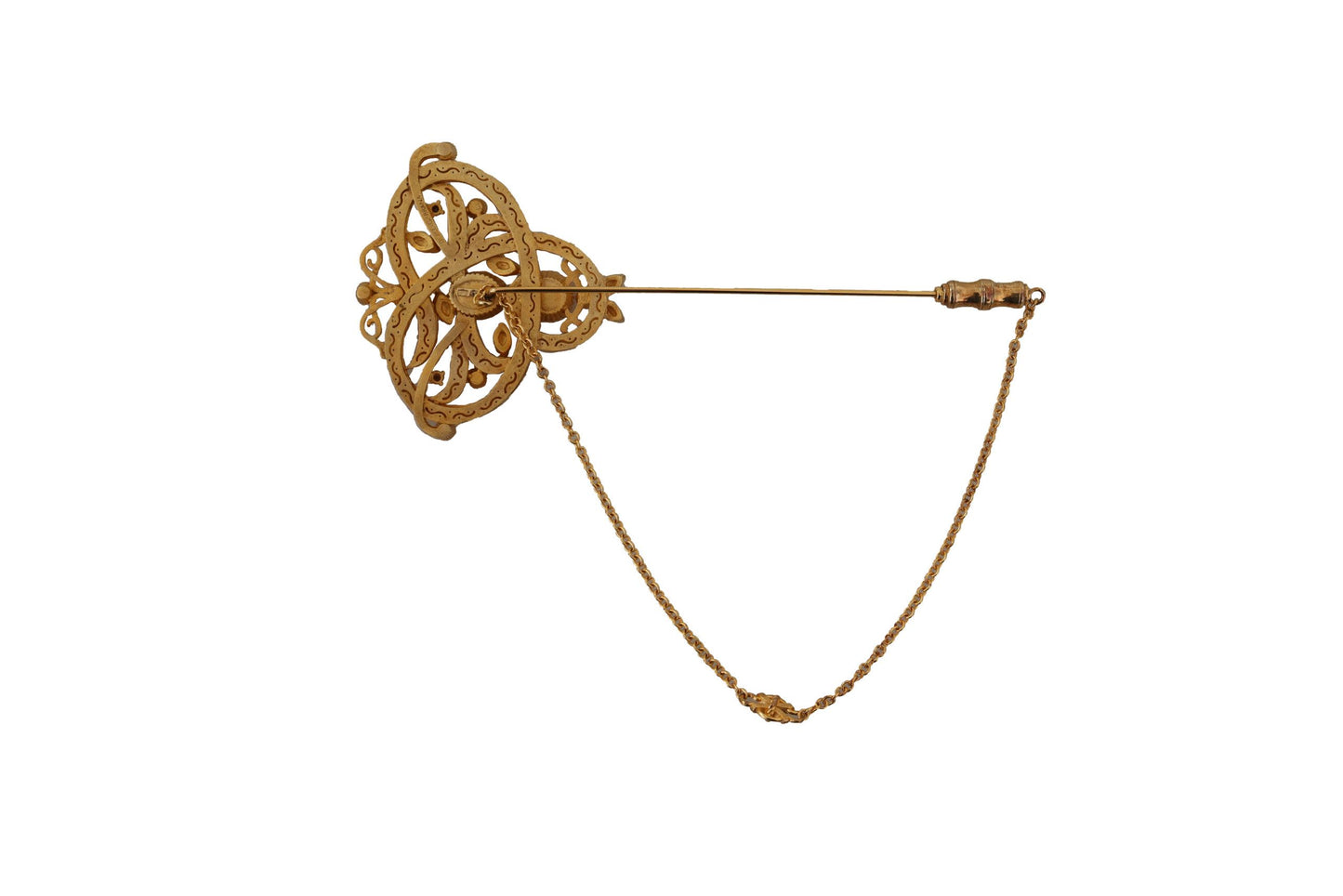 Elegant Crystal-Embellished Gold Lapel Pin