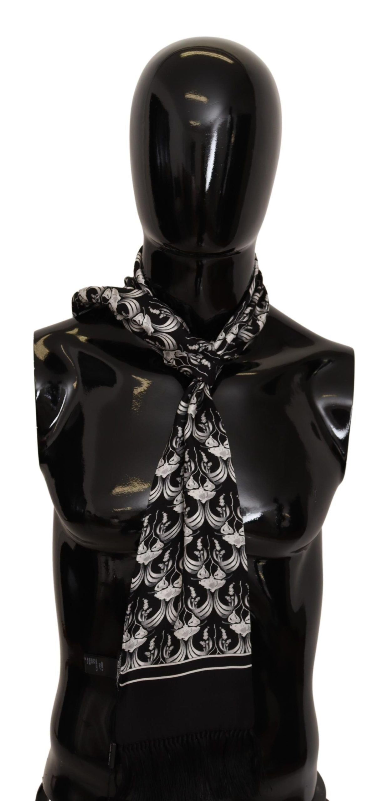 Elegant Floral Silk Scarf with Fringes