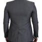 Gray Wool Silk Slim Fit Jacket Blazer