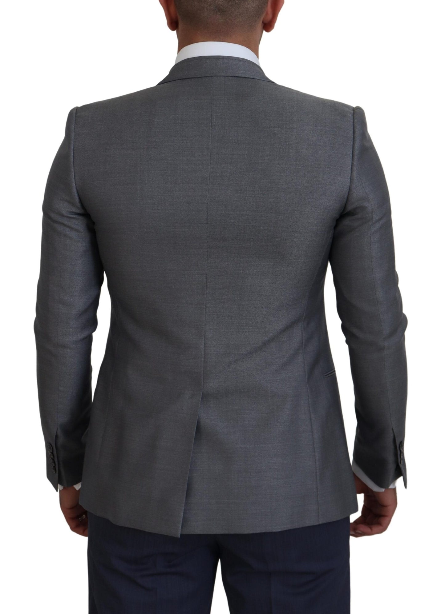 Gray Wool Silk Slim Fit Jacket Blazer