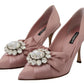 Crystal-Embellished Silk Bow Pumps