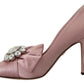 Crystal-Embellished Silk Bow Pumps