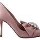 Crystal-Embellished Silk Bow Pumps