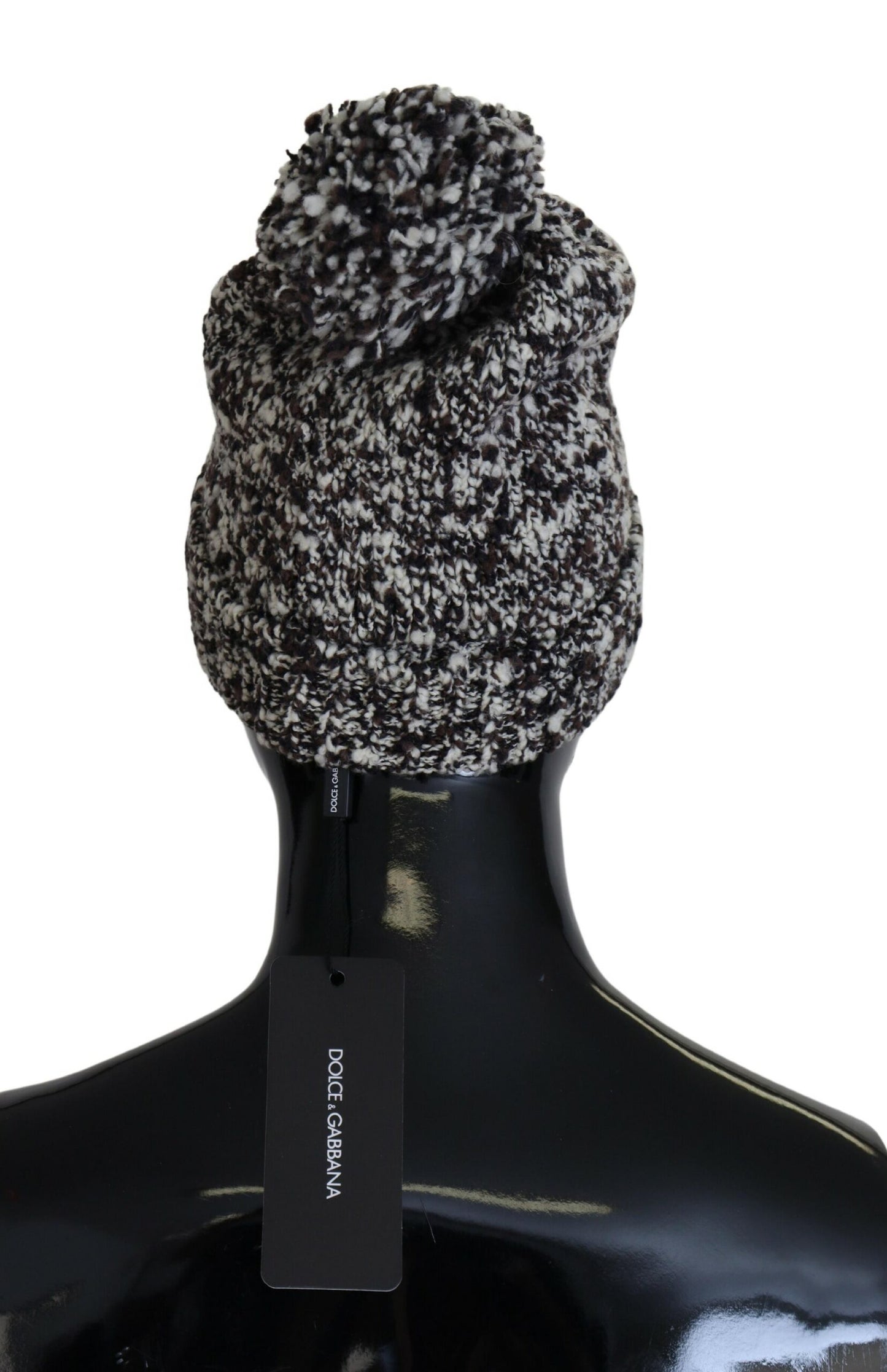Multicolor Knit Beanie with Fur Pom
