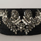 Black Silk Brass Crystal Embellished Waist Belt