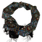 Elegant Multicolor Silk Scarf with Fringe Details