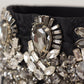 Black Silk Brass Crystal Embellished Waist Belt