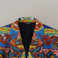 Multicolor Dragon Print Silk Slim Fit Blazer