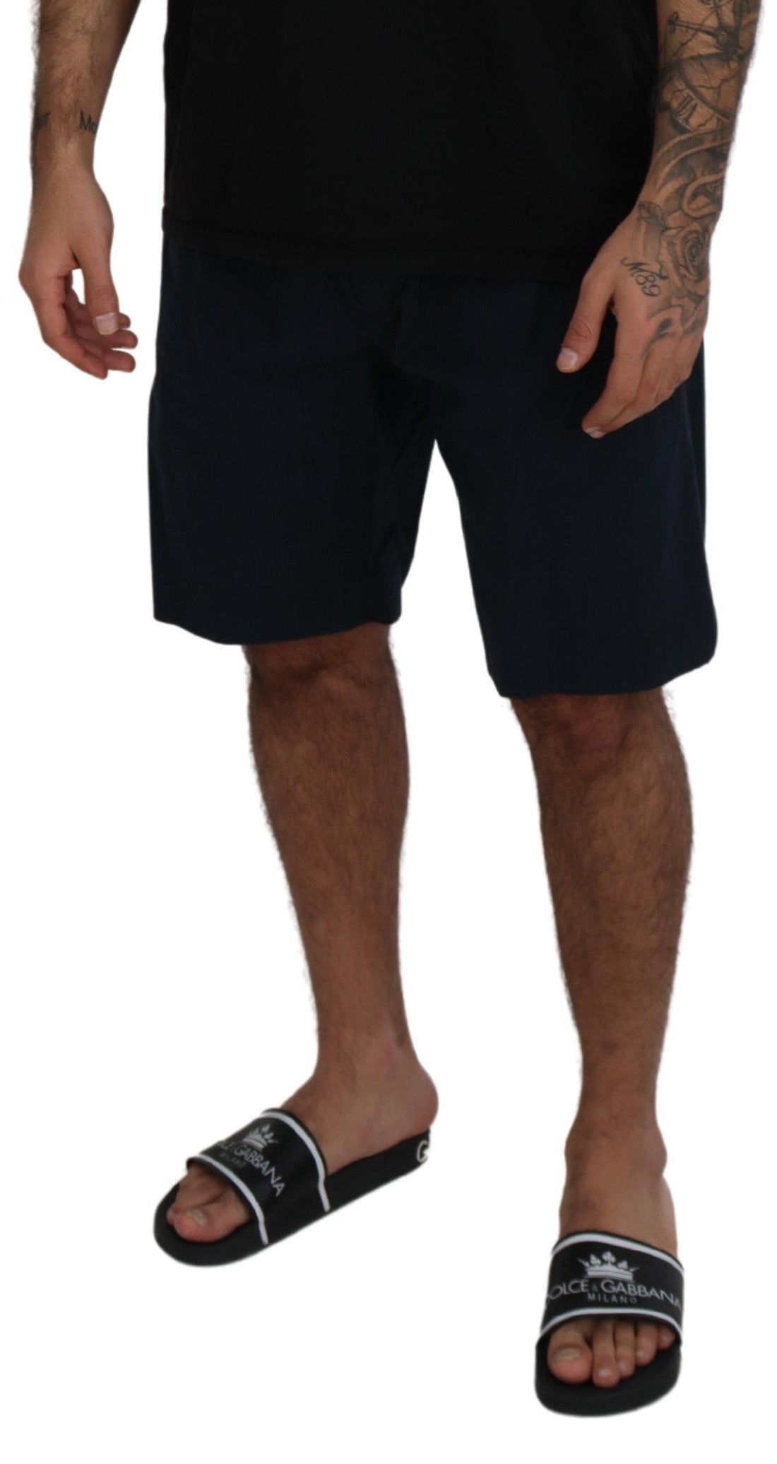 Blue Bermuda Mid Waist Casual Shorts