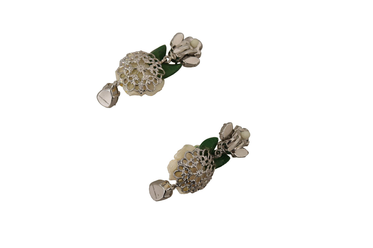 Elegant Dangling Rose Clip Earrings