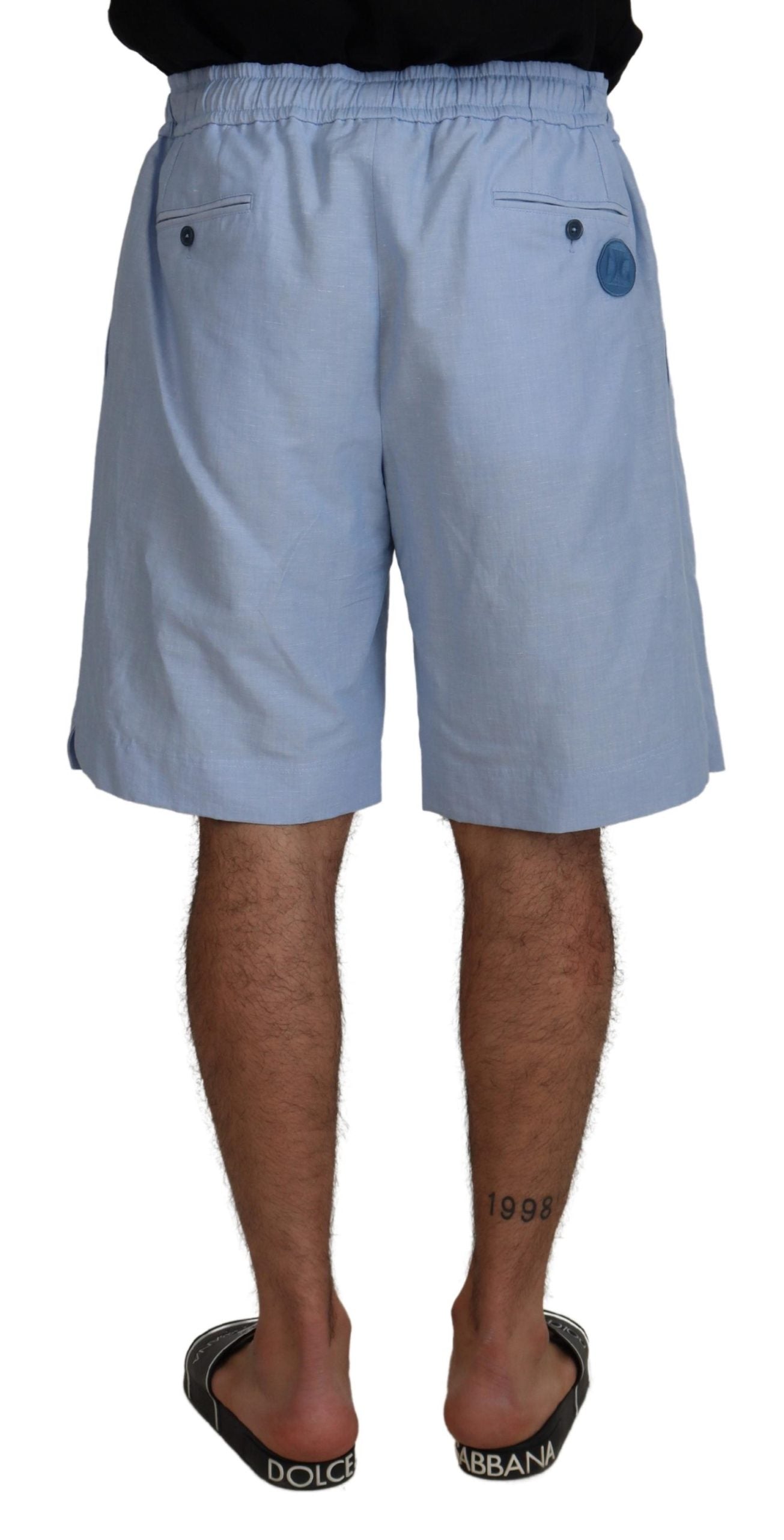 Light Blue Bermuda Mid Waist Casual Shorts