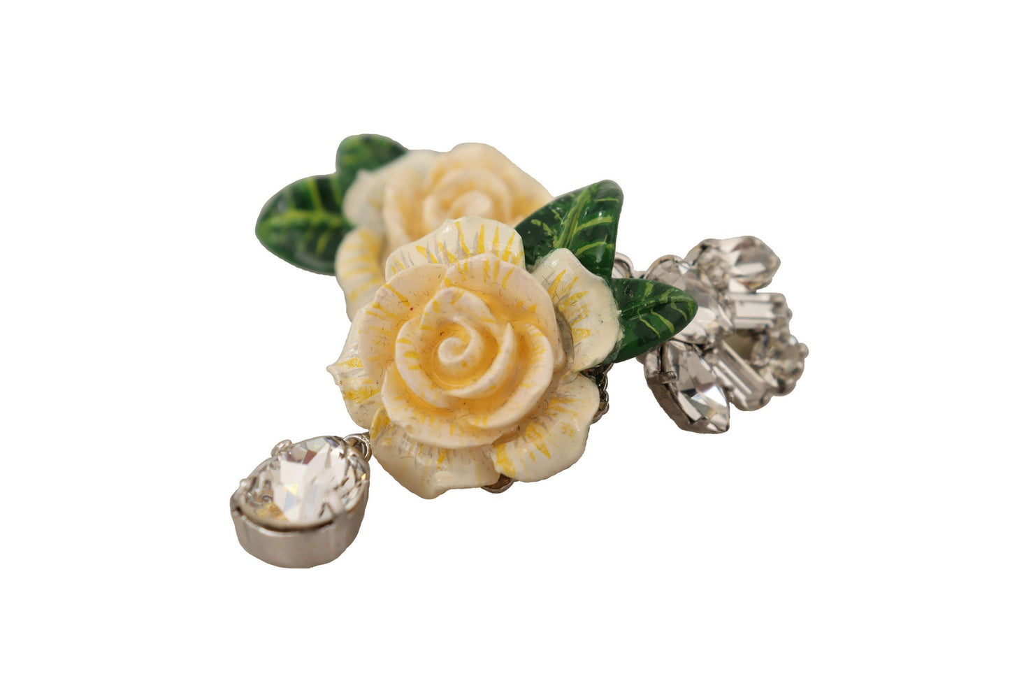 Elegant Dangling Rose Clip Earrings