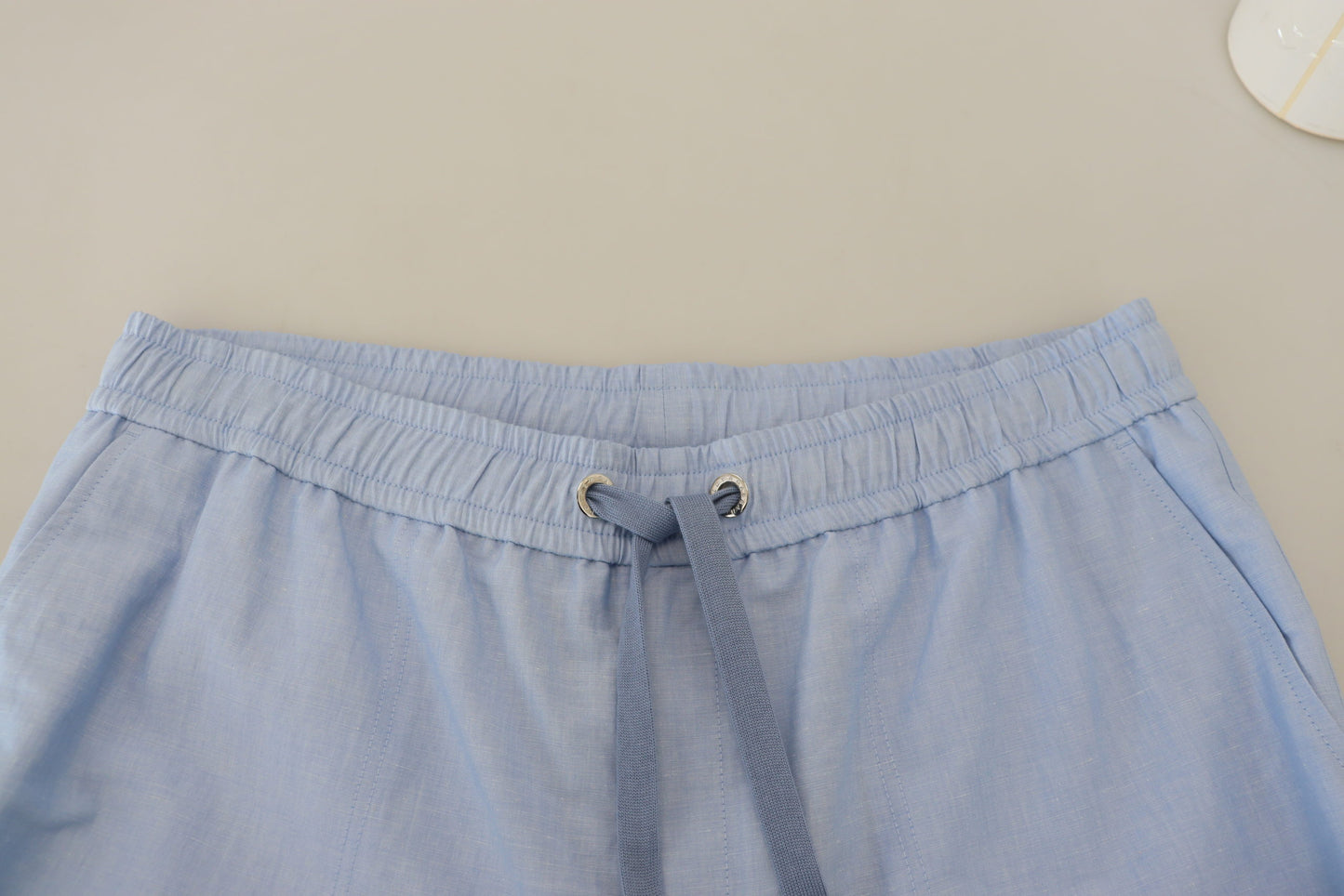 Light Blue Bermuda Mid Waist Casual Shorts