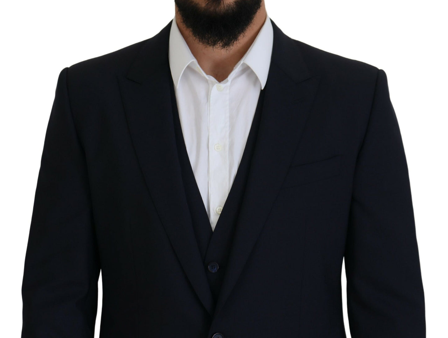 Elegant Navy Wool Blend Martini Blazer