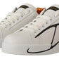 Elegant White and Orange Casual Sneakers
