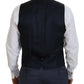 Elegant Navy Wool Blend Martini Blazer