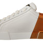Elegant White and Orange Casual Sneakers