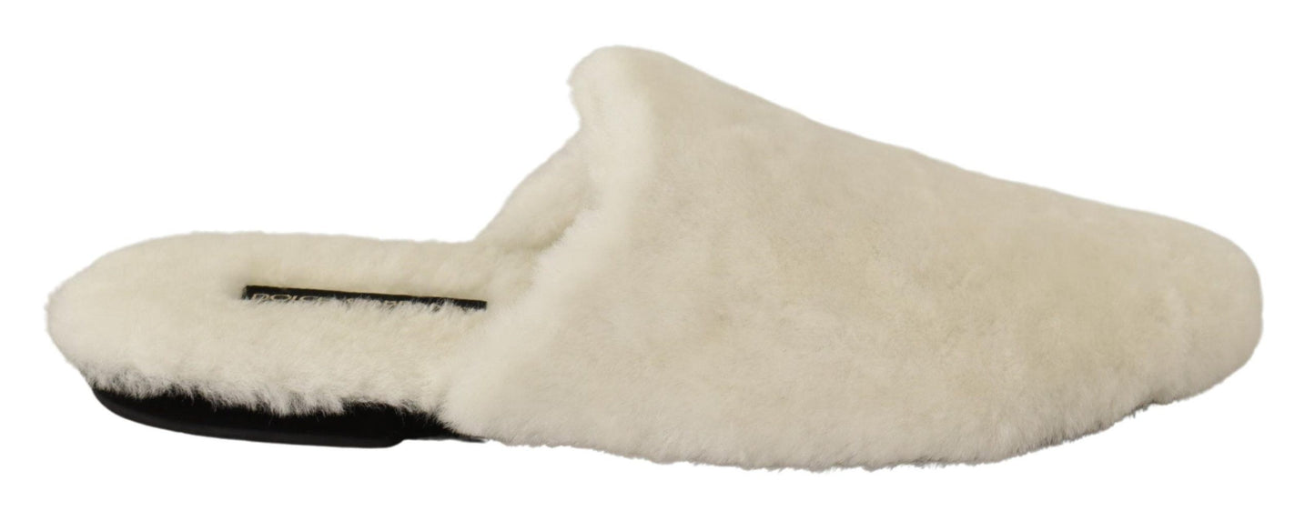 White Suede Fur Flat Slides - Elegance Meets Comfort