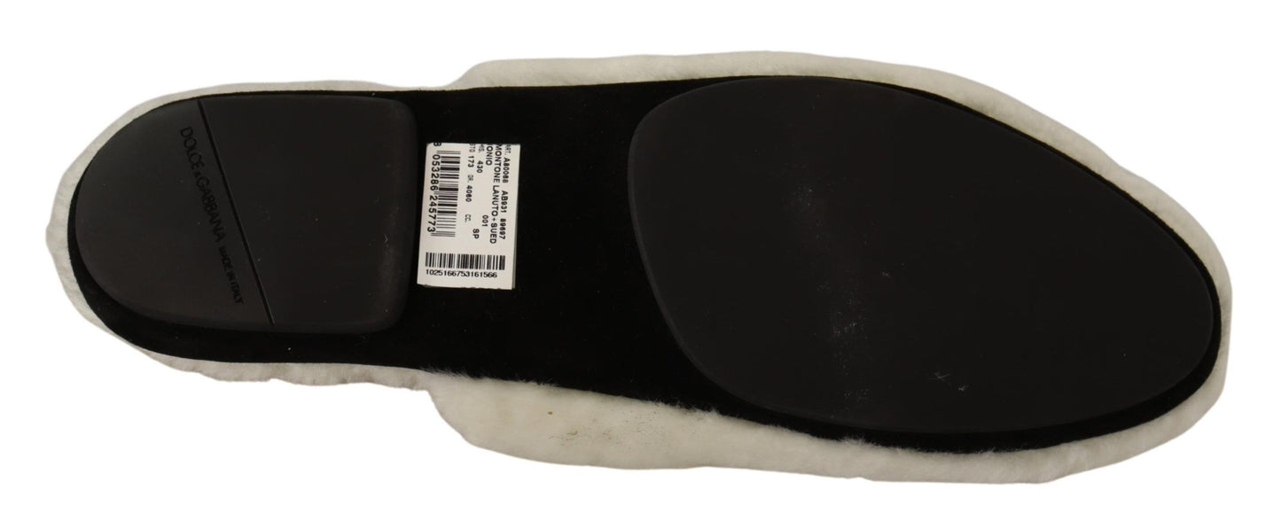 White Suede Fur Flat Slides - Elegance Meets Comfort