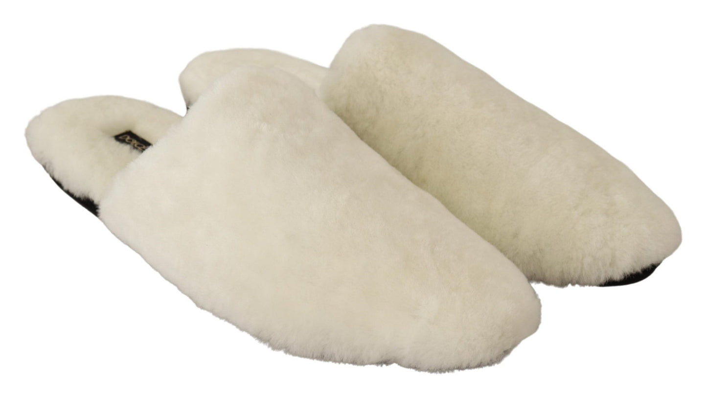 White Suede Fur Flat Slides - Elegance Meets Comfort