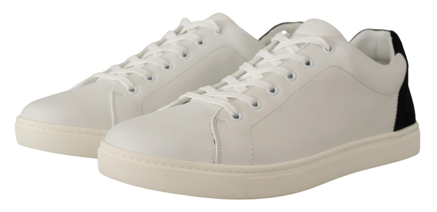 Elegant White Leather Low-Top Sneakers