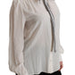 Elegant White Silk Blouse with Detachable Bow