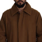 Elegant Brown Wool Blend Overcoat Jacket