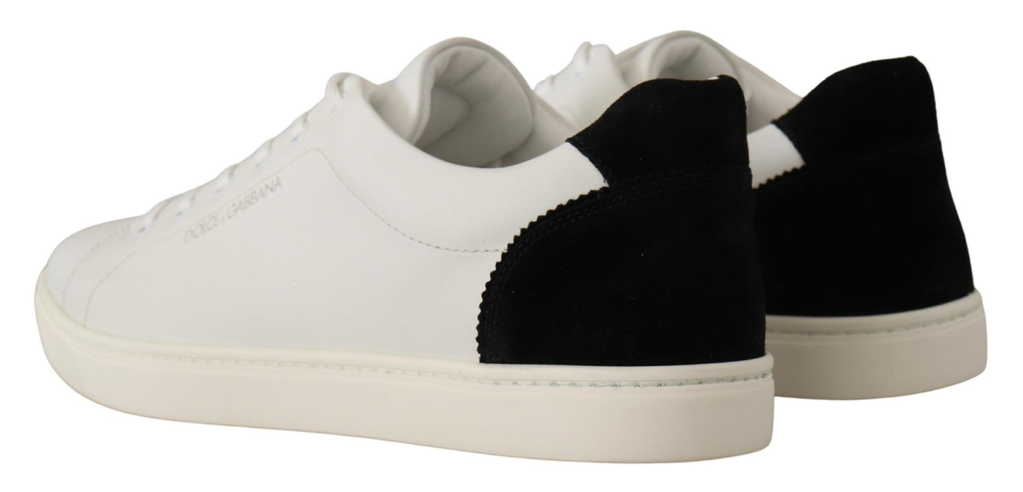 Elegant White Leather Low-Top Sneakers