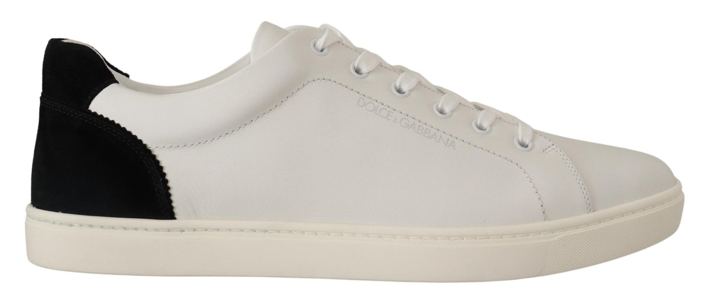 Elegant White Leather Low-Top Sneakers