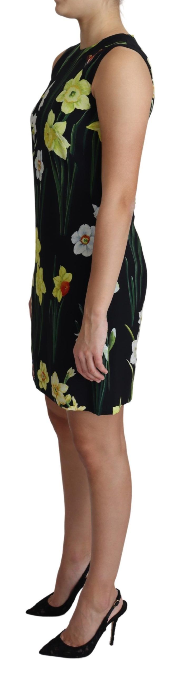 Elegant Black Floral Shift Mini Dress