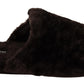 Chic Black Suede Fur Flat Slides