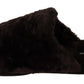 Chic Black Suede Fur Flat Slides