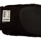 Chic Black Suede Fur Flat Slides