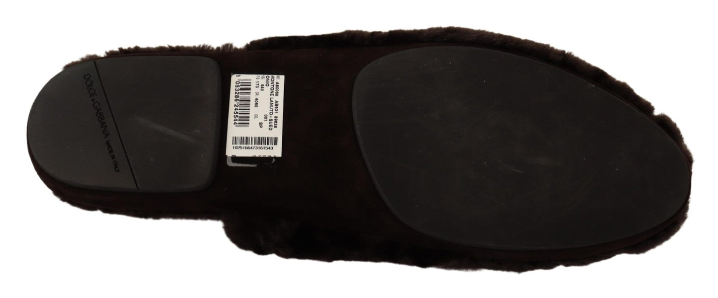 Chic Black Suede Fur Flat Slides