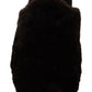 Chic Black Suede Fur Flat Slides