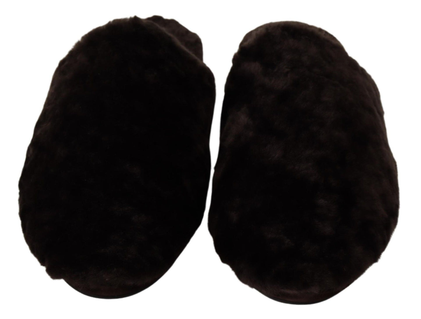 Chic Black Suede Fur Flat Slides