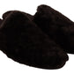 Chic Black Suede Fur Flat Slides