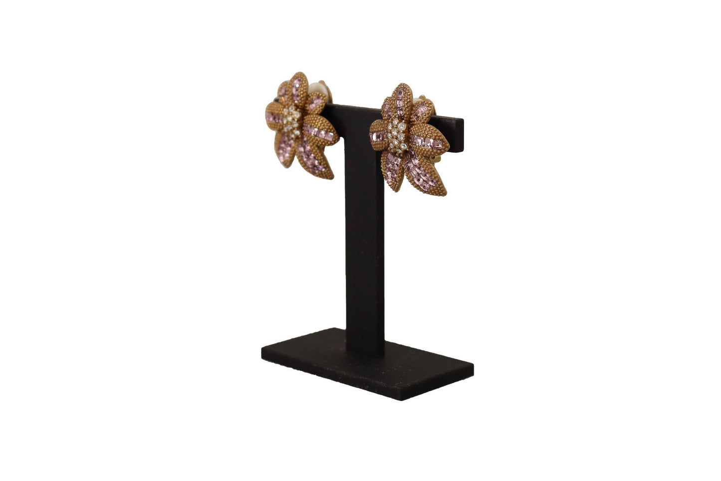 Elegant Gold Floral Clip On Earrings