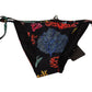 Elegant Black Coral Printed Bikini Bottom