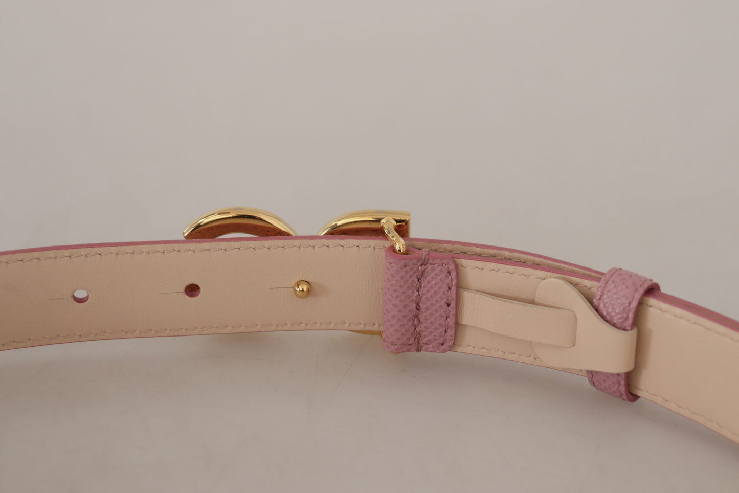 Elegant Pink Leather Belt with Logo Buckle