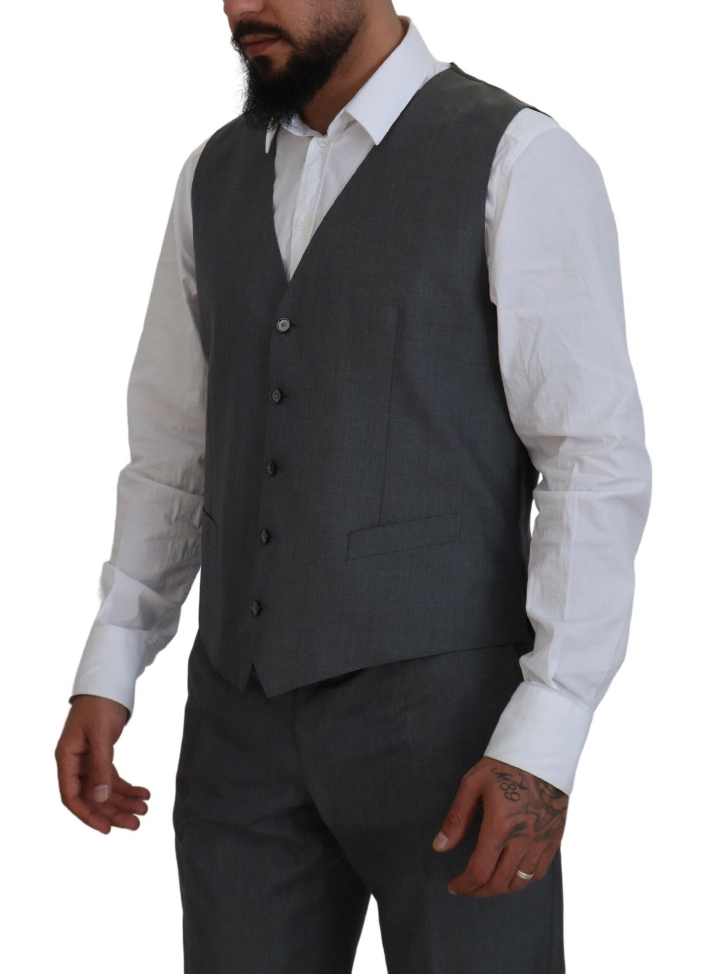 Sleek Silver Martini Slim Fit Three-Piece Suit