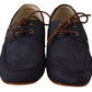 Elegant Blue & Brown Leather Boat Shoes