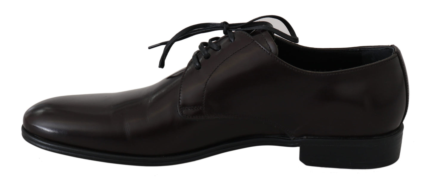 Elegant Brown Leather Derby Dress Shoes