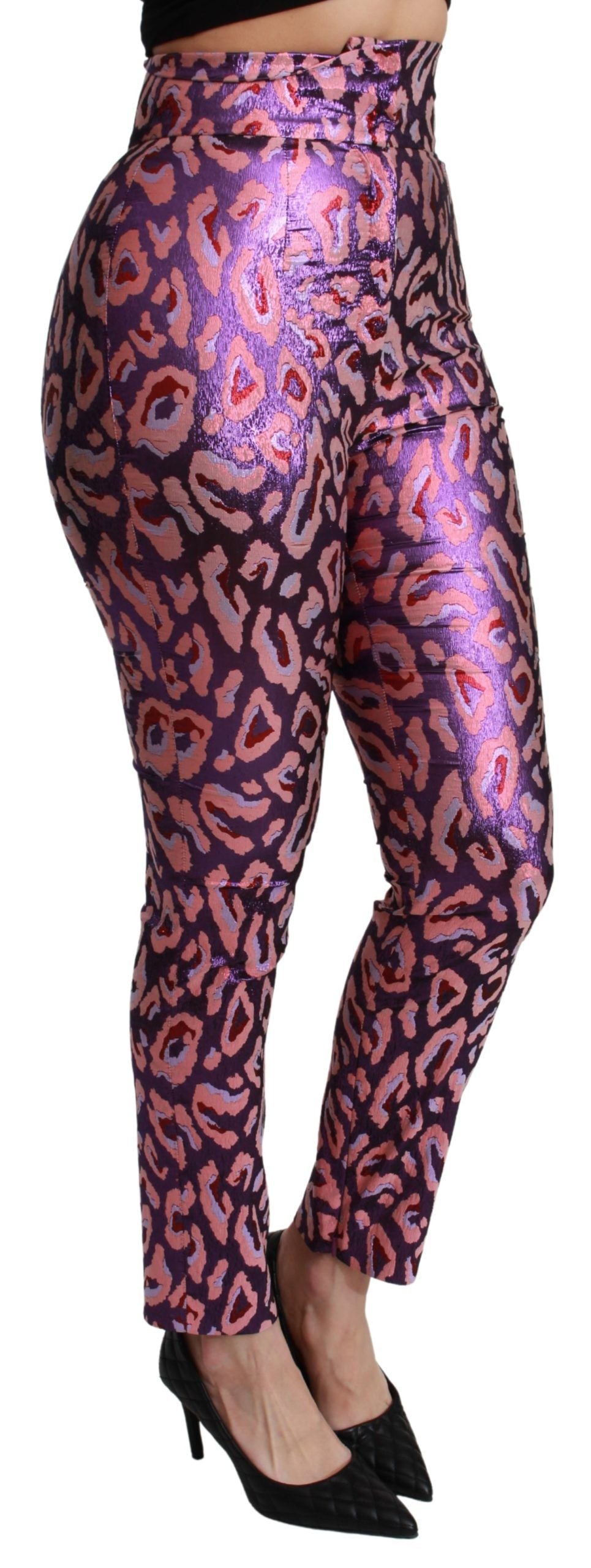 Multicolor Patterned Cropped High Waist Pants